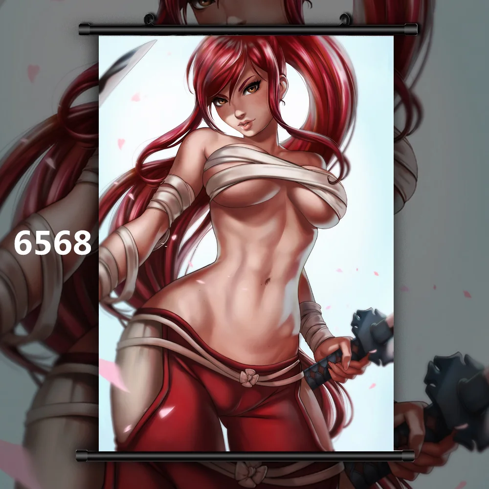 6568 Сказочный хвост Mirajane Erza Lucy Juvia Аниме Манга настенный плакат свиток B - Цвет: 6568
