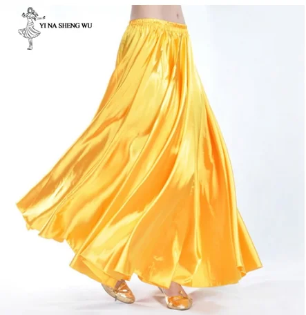 Yellow Взрослые женские костюмы для танца живота, длинная танцевальная юбка, Дамская цветная юбка для танца живота, большая юбка для танцев, одежда для цыганских танцев - Цвет: Yellow