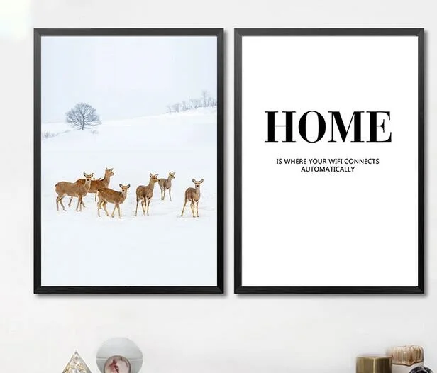 2 шт. скандинавский минимализм снежные клиенты животные холст живопись настенный