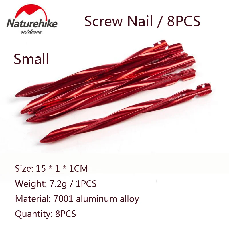 

Naturehike Tent Pegs 7701 Aluminum Outdoor Tent Nail Peg Tent Accessories Equipment Ultralight Stakes Hook Pin Nails 4PCS/8PCS