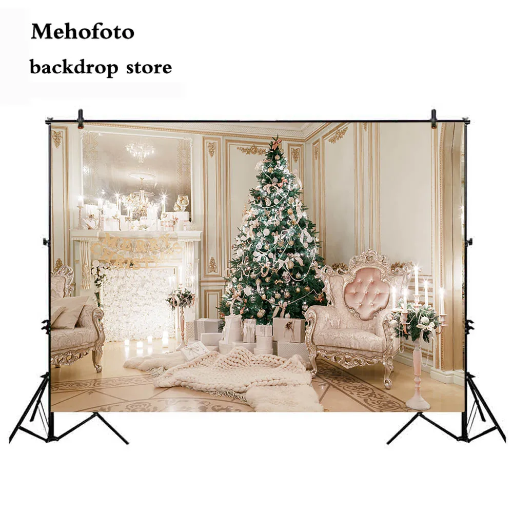 Рождественский фон Mehofoto для фотосъемки камина фото диван фотография виниловый