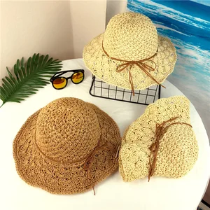 Шляпа женская Соломенная складывающаяся с бантом и широкими полями