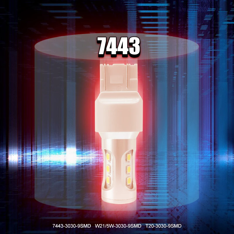 CNSUNNY светильник T20 светодиодный W21/5 Вт 7443 светодиодный фонарь 1000Lm яркий 3030 9SMD Canbus автомобильный тормоз заднего хода стояночный DRL противотуманный светильник резервная лампа
