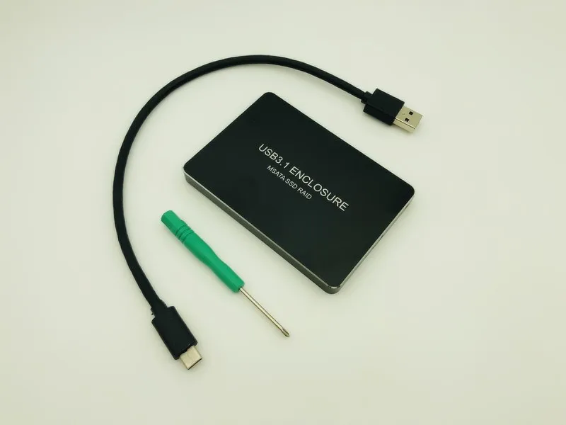 USB3.1 Type-C SSD Enclosure USB-C to Dual 2Port MSATA SSD Raid 0 1 PM Mobile Hard Disk Box Shell HDD Enclosure Adapter 3030 3050