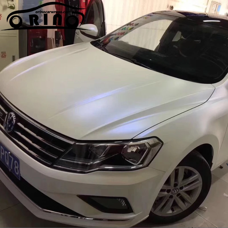 Атласная жемчужная белая и синяя виниловая пленка для автомобиля хамелеоновая