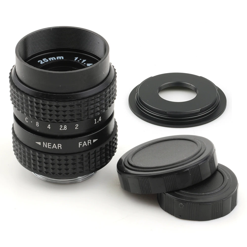 Pixco 25 мм f/1,4 CC ТВ Объектив+ бленда+ макрокольцо+ C крепление к адаптеру камеры для Nikon1 M4/3/для Pentax Q Nex для Fuji fx