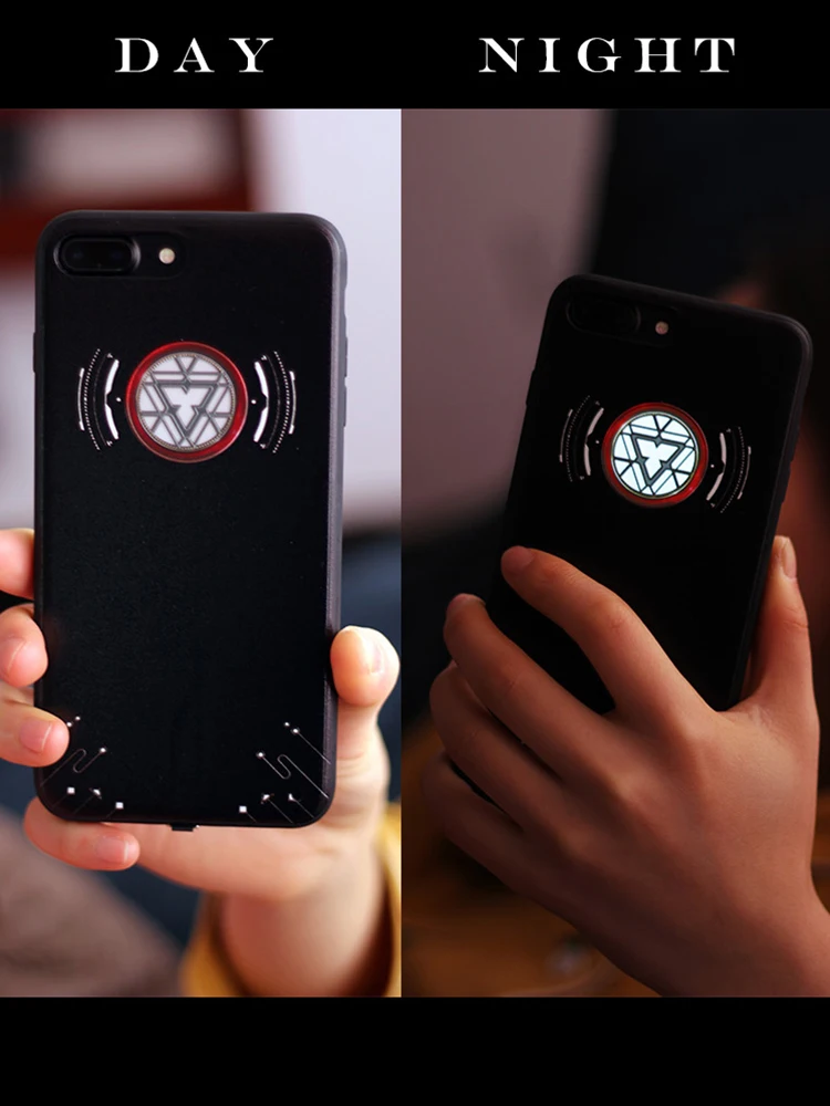 Led Arc Light Reactor Tony Stark Heart Super Heroes Captain Thor iron man Endgame чехол для телефона iPhone 7 8 Plus X подарок