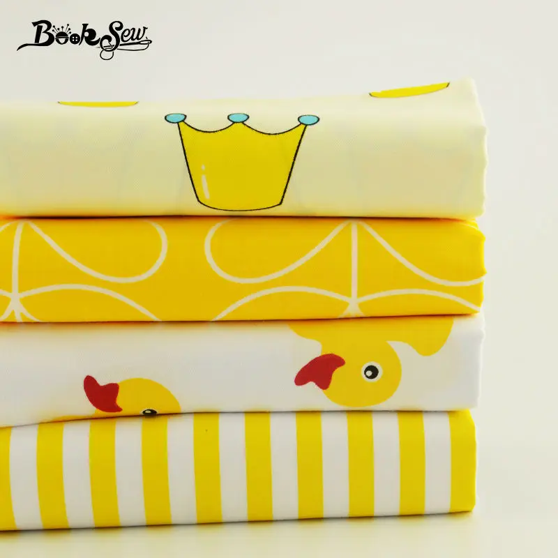 Booksew 100% хлопчатобумажная ткань желтого и белого цветов с различными узорами