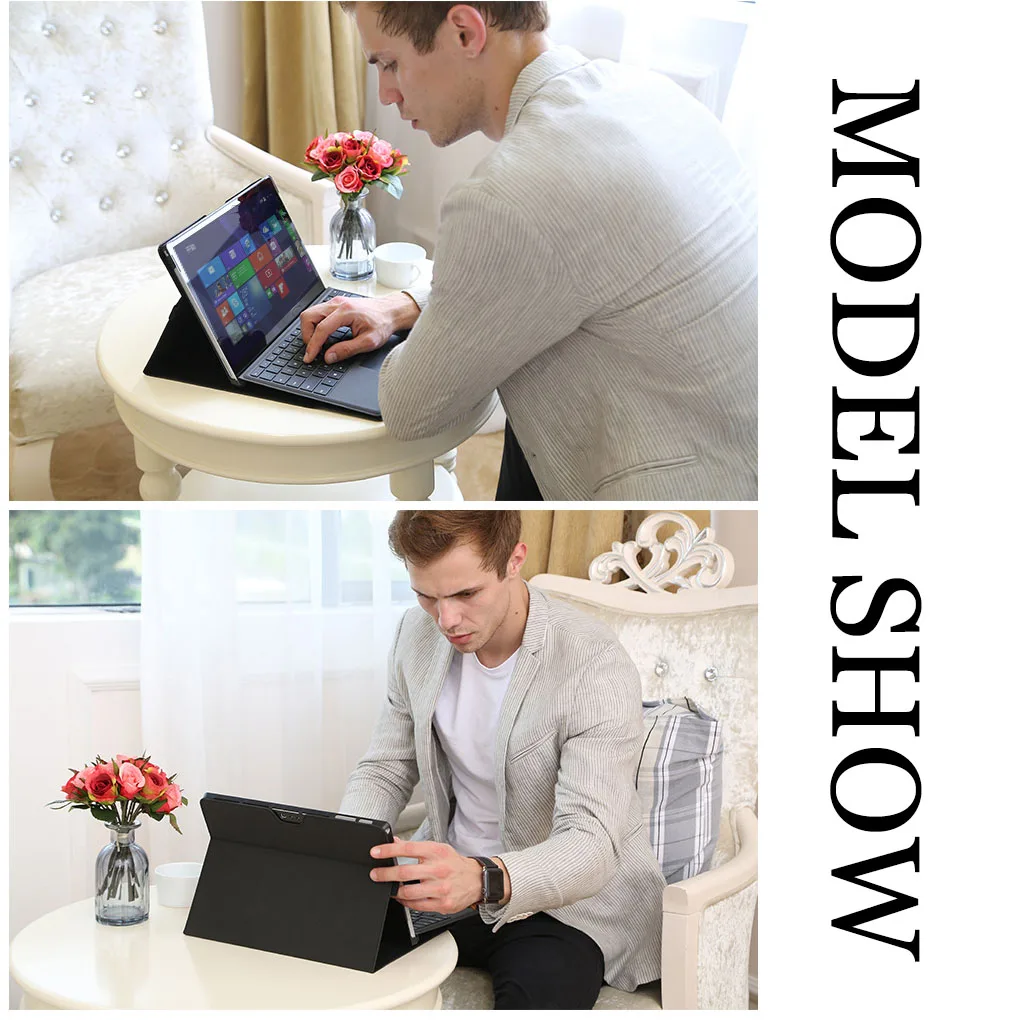 

Flip Case for Microsoft Surface Pro 3 Multi-Angle Stand Cover Waterproof Soft Shell Compatible with Keyboard for Surface Pro3