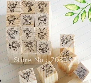 1 комплект леди и MR набор для стемпинга из дерева с мультипликационным принтом