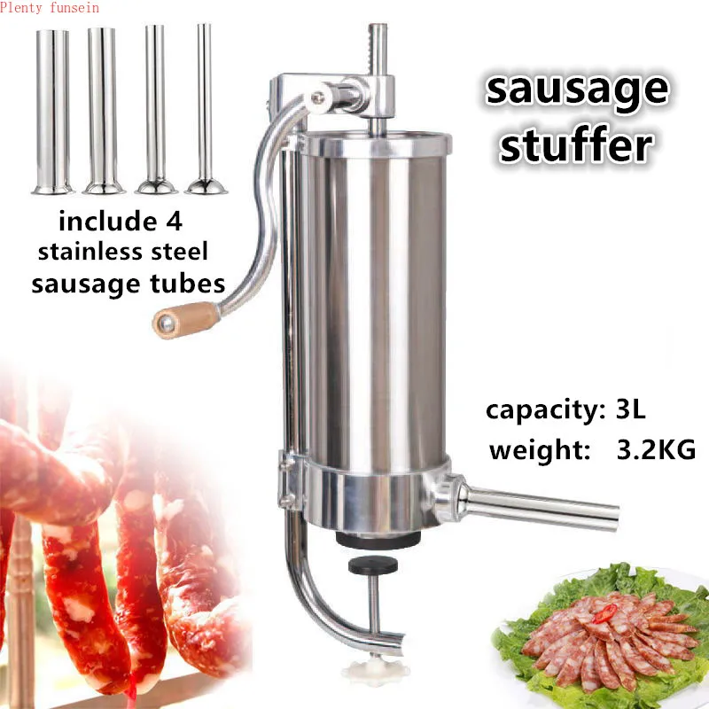 3 литра большая Домашняя колбаса для мяса шприц из нержавеющей стали Ручная
