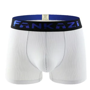 Трусы-боксеры мужские шелковые, хлопковые шорты с принтом, с U-образным выпуклым мешочком, пикантные мягкие шорты, нижнее белье для геев