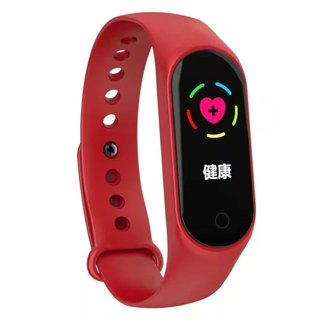 M4 Red Умный Браслет M4, фитнес-трекер, пульсометр, кровяное давление, сообщения, напоминание, цветной экран, спортивный браслет M4 - Цвет: M4 Red