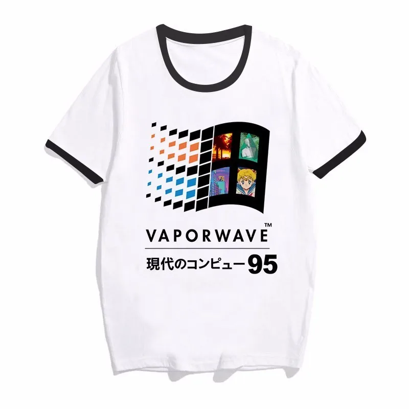25 Vaporwave, Винтажная Футболка для женщин, Sad Girl, ретро, японское аниме, Мужская футболка, Harajuk, эстетическая Tumblr, топы, футболка - Цвет: 25