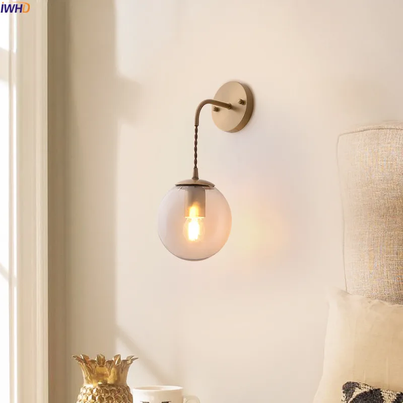 IWHD медный современный настенный светильник рядом со спальней ванной зеркалом