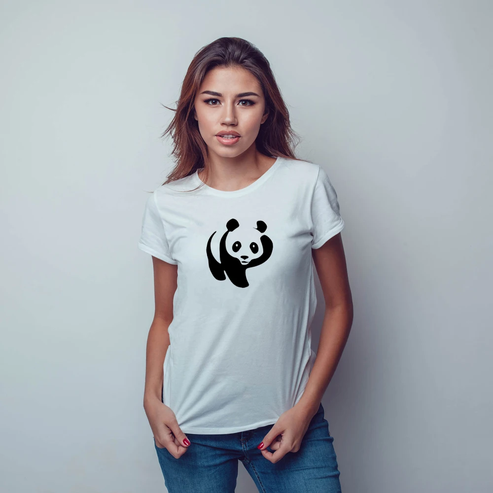 Милая рубашка в виде панды медведя хлопковая Футболка для женщин футболки с