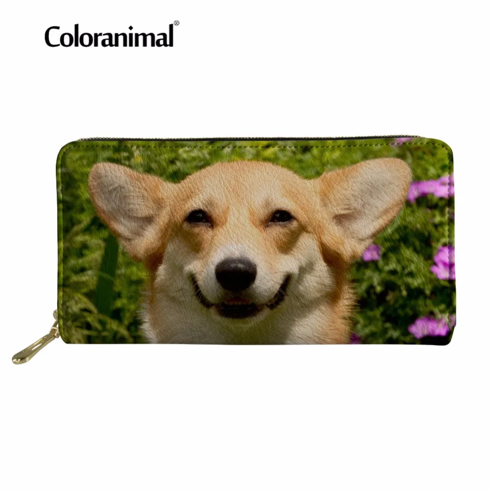 Длинный кожаный кошелек Coloranimal вельский корги для женщин и мужчин милый с принтом
