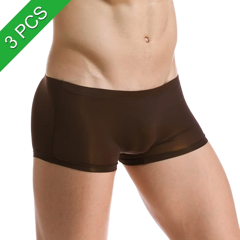 Silk Boxer Underwear Нижнее белье для мужчин, фирменные Прозрачные Боксеры из эластана, шелковые, Sous Vete, для мужчин, t Homme, слипы, сексуальные, горячие, мужские с низкой посадкой, нижнее белье - Цвет: Silk Boxer Underwear