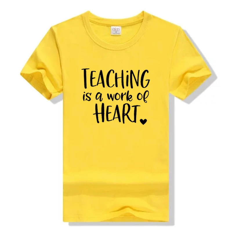 Teaching Is A Work Of Heart футболка для учеников начальной школы учителя Camiseta Rosa Feminina