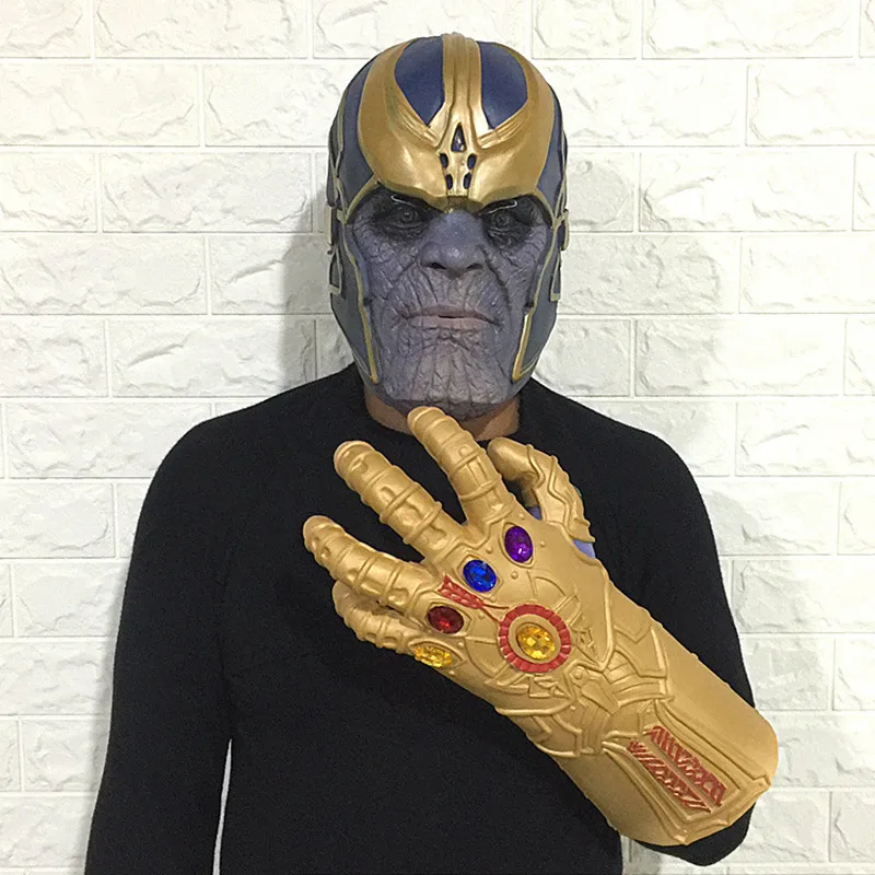 Marvel Мстители 3 Железный человек латексная маска Таноса Бесконечность Gauntlet для