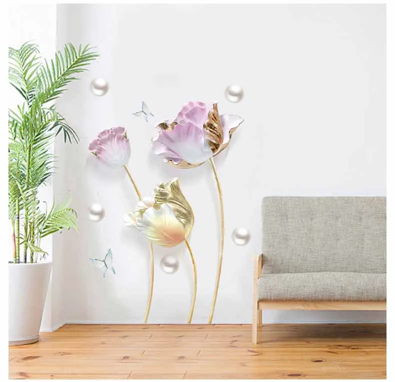 Тюльпан стикер на стену цветок 3D стикер на стену s гостиная спальня ванная комната украшение дома плакат