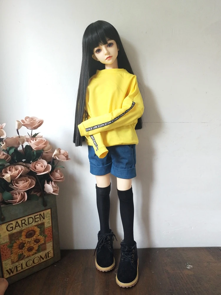 Женская Одежда для кукол 1/3 1/4 bjd 1/6 аксессуары хлопковый свитер футболка джинсы