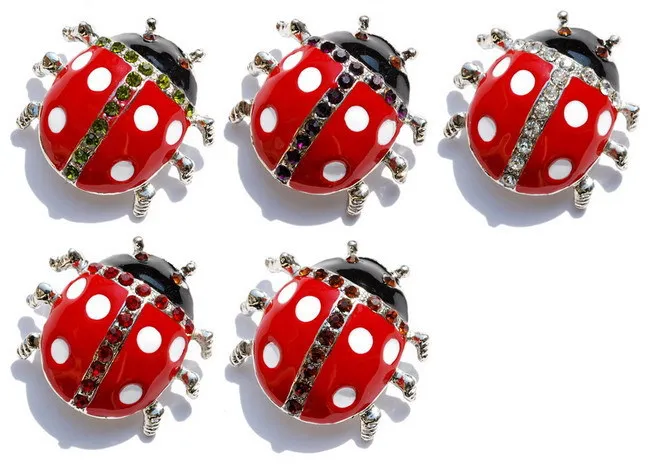 OneckOha модные броши со стразами в форме животных милая эмалевая божья коровка