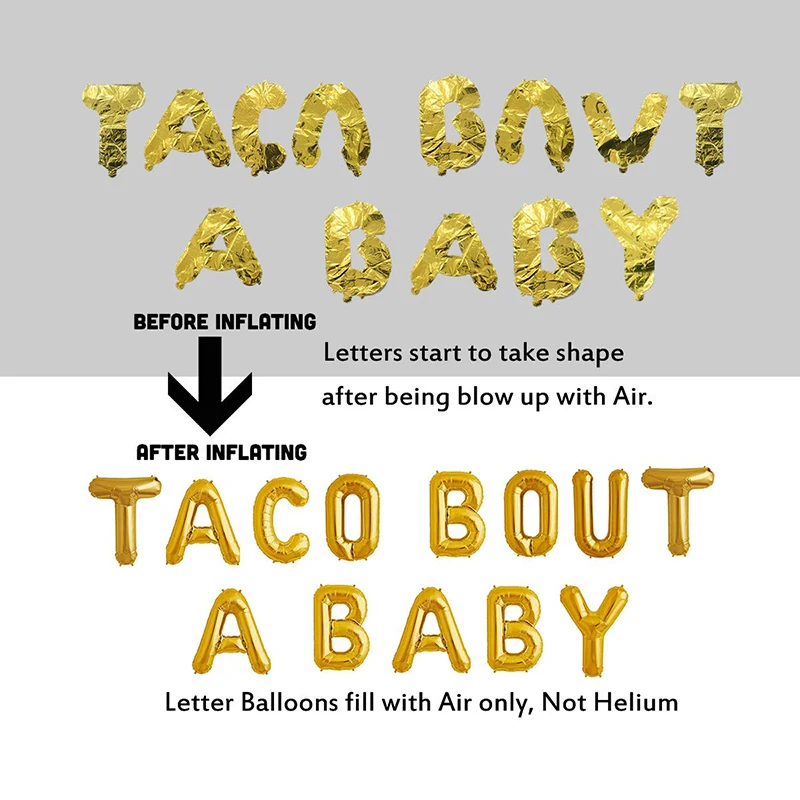 16 шт./лот золотые шары из фольги TACO BOUT A BABY тема Fiesta детский душ украшения для