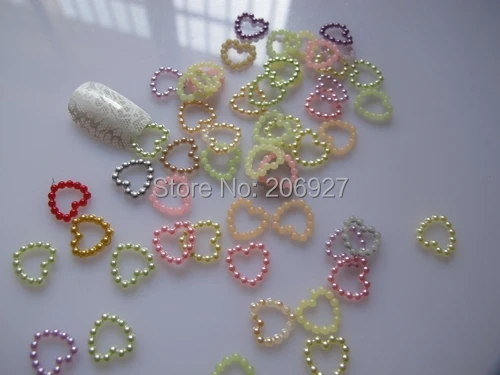 100 шт милые 11 мм Нейл арт смешанные цвета сердца жемчужины для дизайна ногтей