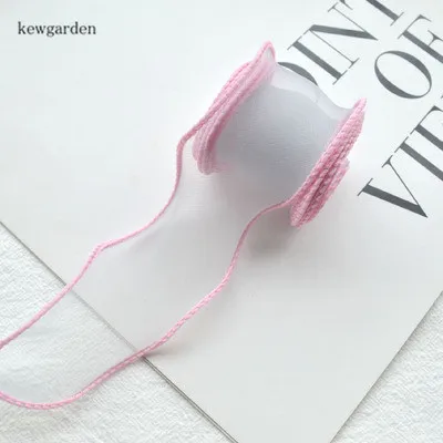 Kewgarden вручную изготовленная лента около " 50 мм волнистые контрастные цвета Край Вуаль ленты DIY волос Лук аксессуары атласная лента для свадьбы 5 м