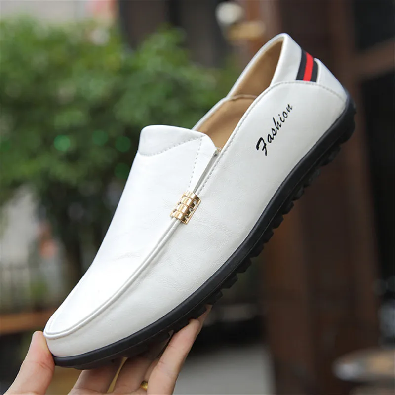 Italian Leather Men Casual Shoes Luxury Brand Mens Loafers Moccasins Breathable Slip on Black Driving Soft 2019 | Обувь