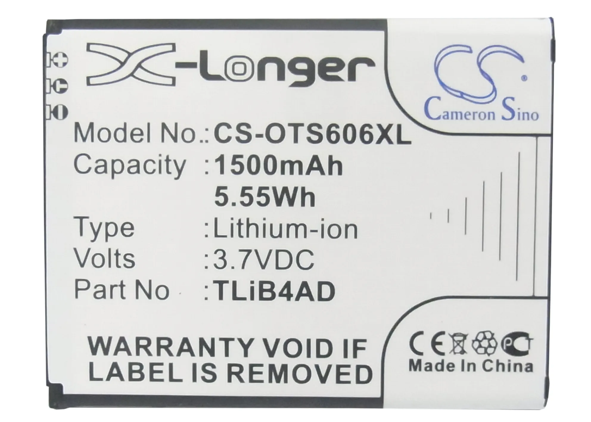 

Cameron Sino High Quality Battery CAB1500008C1, TLiB4AD for TCL/Alcatel One Touch View Horizon, S606
