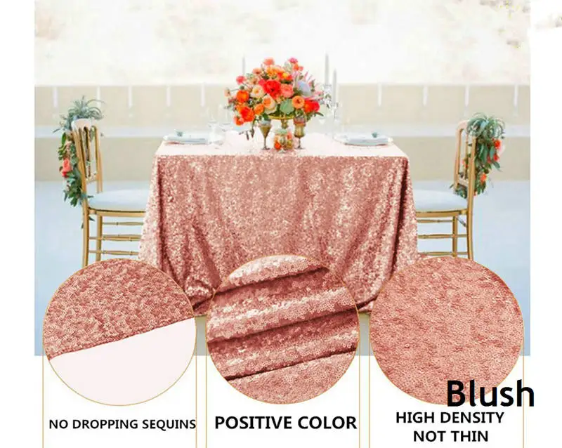 Blush 60X102in Королевская Синяя скатерть с блестками прямоугольная блестящая скатерть с блестками для свадебной вечеринки Рождественский Банкетный Декор-63 - Цвет: Blush