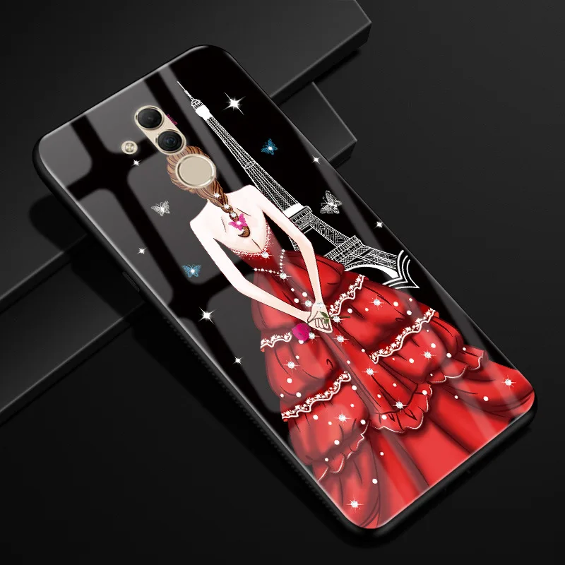 13 Для huawei mate 20 lite чехол Чехол из закаленного стекла для телефона черный ТПУ бампер чехол для huawei mate 20 lite стеклянная крышка mate 20 lite - Цвет: 13