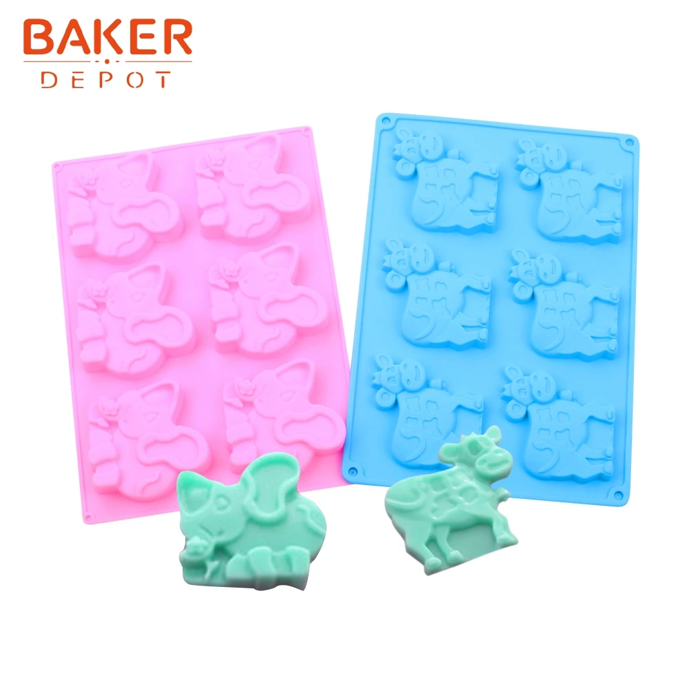 BAKER DEPOT форма коровы силиконовая форма для конфет шоколадный слон Бисквит Торт Кондитерская выпечка форма для торта украшенная форма для мороженого мыла