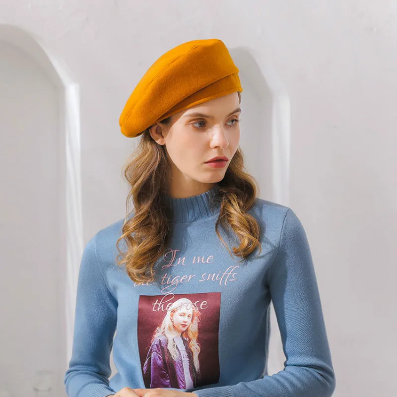 2018 Модный берет из кроличьей шерсти для женщин осенне зимняя Корейская версия