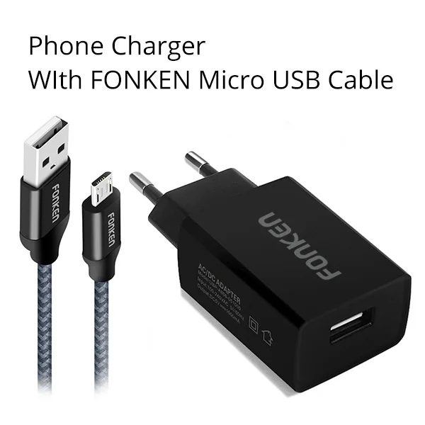 black with usb cable FONKEN USB зарядное устройство 5 в 1 а универсальная зарядка для телефона 5 Вт портативное настенное зарядное устройство USB адаптер питания зарядка для мобильного телефона зарядное устройство s - Тип штекера: black with usb cable