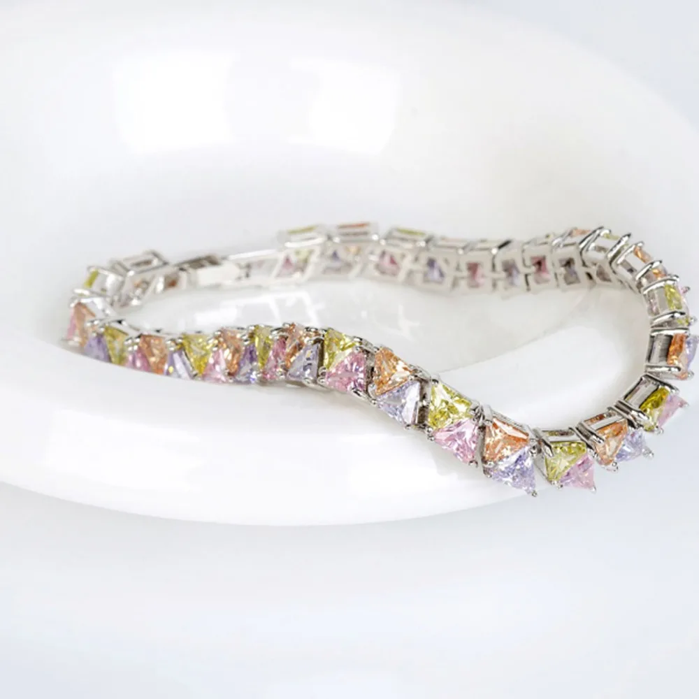 Luoteemi новая распродажа jewelry браслет Треугольники многоцветный AAA CZ высокое
