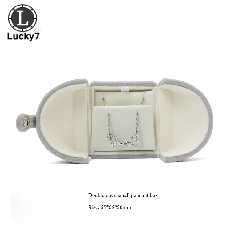 Pendant box Серая двойная открытая коробка для ювелирных изделий, коробка для свадебного кольца на день рождения, Подарочная коробка на День святого Валентина, подарок на день рождения, чехол для подарка - Цвет: Pendant box
