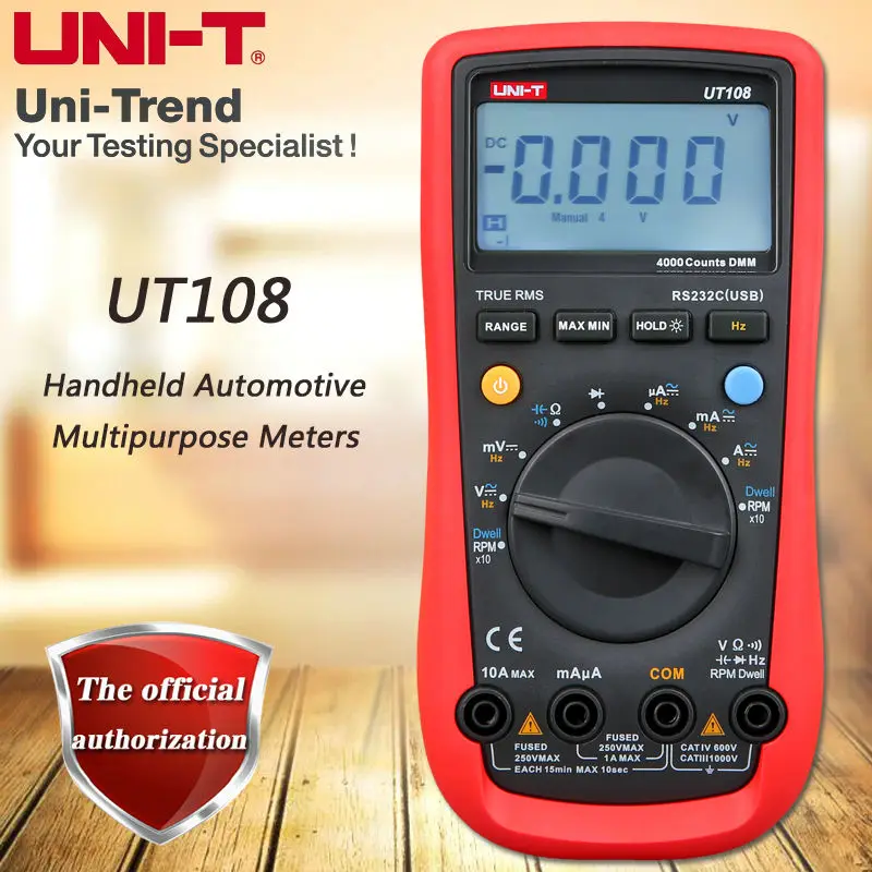 UNI T UT108 ручной автоматический мультиметр/измерение скорости и закрытого