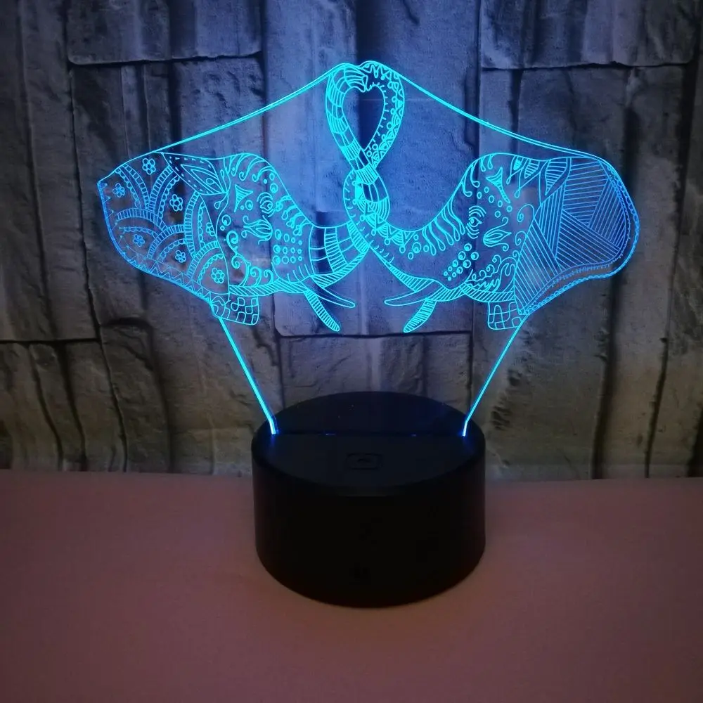 3d-ночсветильник в виде слона с питанием от Usb милая 3d-лампа сенсорным Led
