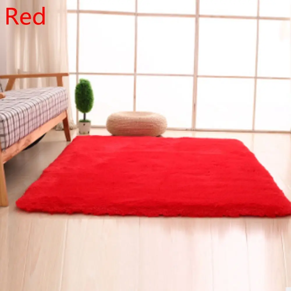 red Soft Shaggy Carpet For Living Room European Home Warm Plush Floor Rugs fluffy Mats Kids Room Faux Fur Area Rug Living Room Mats - Цвет: red