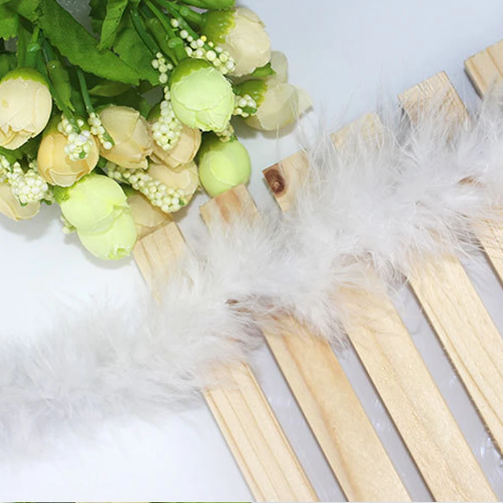 Белый 2 м пушистые DIY обрезки ленты мягкие искусственные перо струны платье Вечерние плюшевые украшения - Цвет: Белый