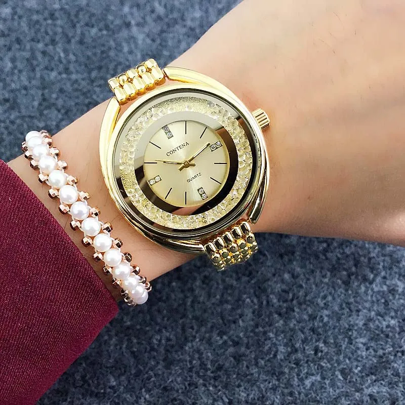 

CONTENA Top Brand Bracelet Watch Women Watches Luxury Diamond Women's Watches Ladies Watch Clock bayan kol saati zegarek damski