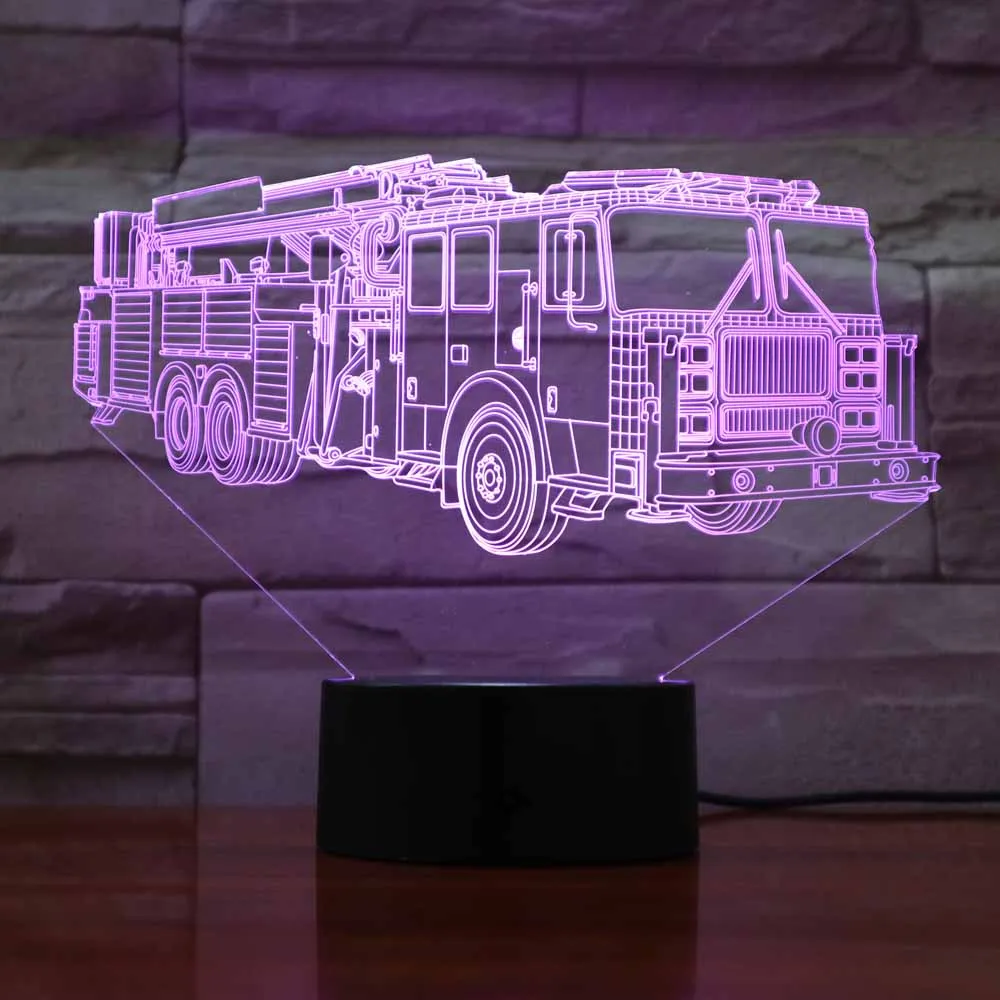 Автобус настольная лампа LED многоцветный ночник 3D визуализация освещение