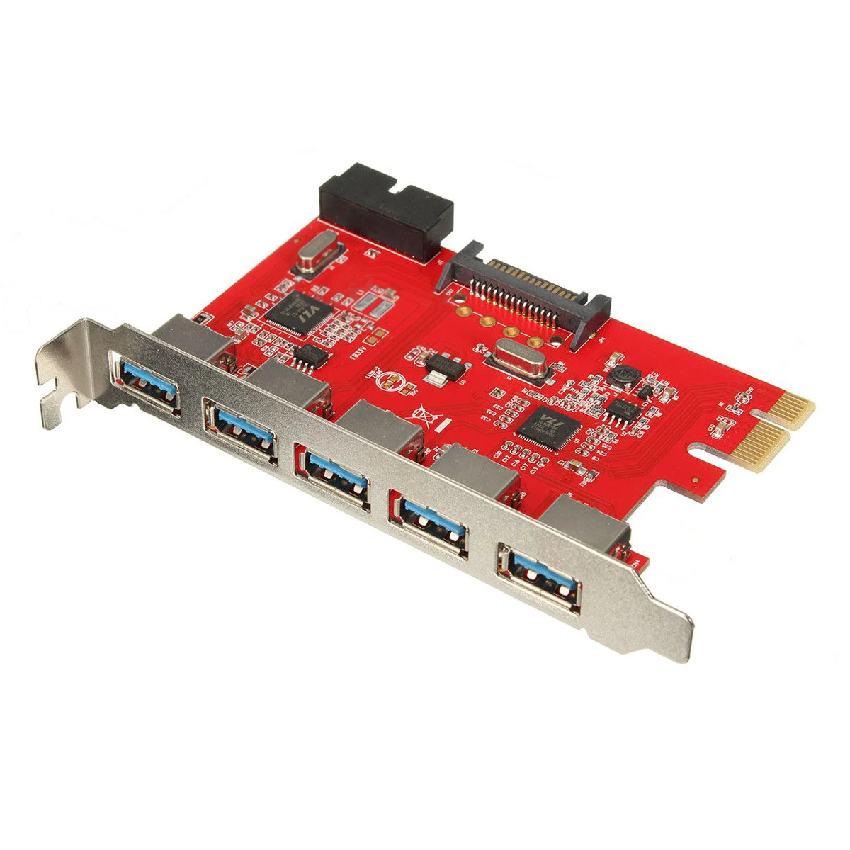 TTKK карта 5 портов PCI E USB 3 0 концентратор 20 Pin 15Pin SATA адаптер Красный|Адаптеры AC/DC| |
