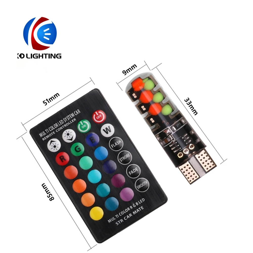 KD 2 шт. T10 w5w 168 194 Светодиодные лампы с дистанционным управлением RGB силиконовый