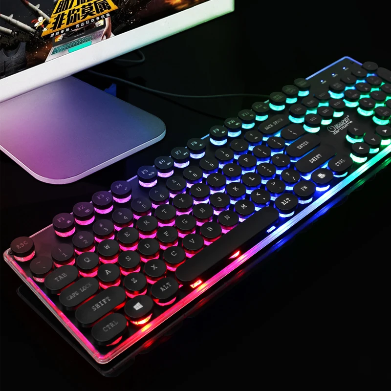 Механическая клавиатура с 104 клавишами, игровая клавиатура с RGB подсветкой, USB Проводная игровая клавиатура и мышь, набор для игрового компьютера