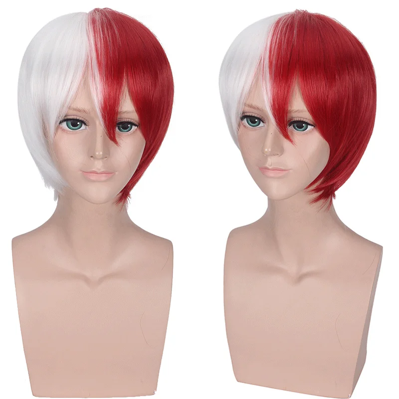 

Аниме My Hero Academy Cosplay Todoroki Shoto парик белый красный цвет сшивание термостойкие волокна волос костюм парики C29363AD