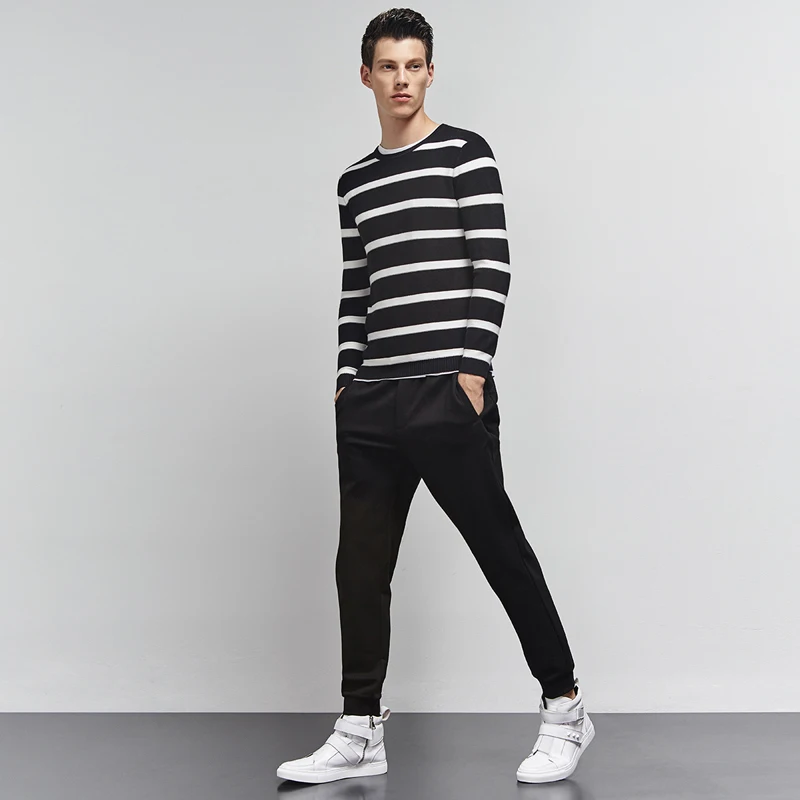 TANGNEST Men Striped Vintage Sweaters Slim Fit 2018 Warm Fashion Round Collar Male Leisure Asian Size Pullover MZM501 | Мужская одежда